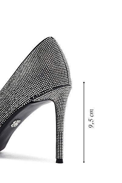 Derimod Kadın Siyah Taşlı İnce Topuklu Deri Stiletto 25WFD4910TS