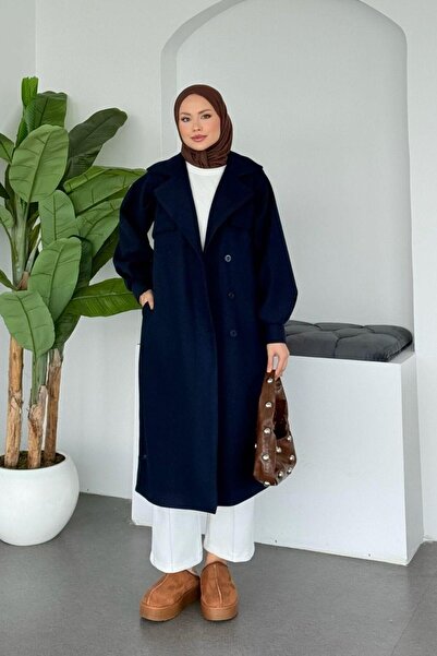 Şulemoda Giyim Rota Kaşe Coat Navy Blue