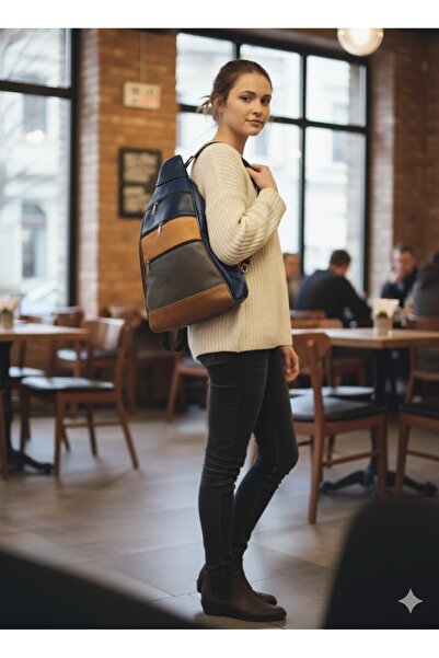 NahitaTyana Women's Genuine Leather Backpack Monkey Model