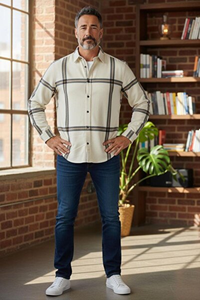 EREN STYLE Cămașă neagră din țesătură de flanel de iarnă, cu mânecă lungă, 10...