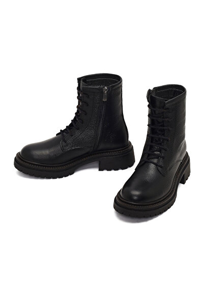 Derimod Kadın Siyah Fermuarlı Deri Postal Bot 25WFD1510FT