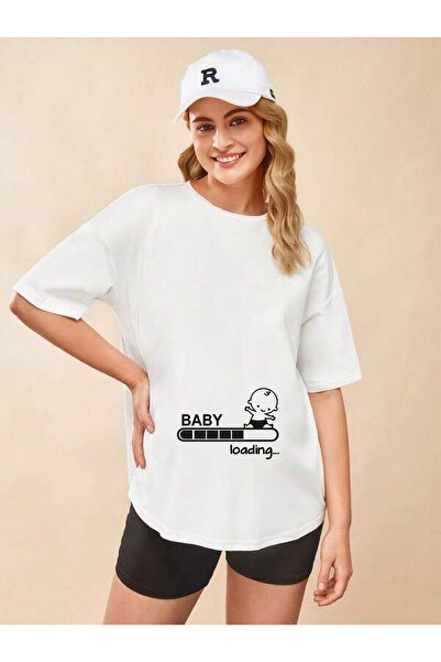 IV QUATTUOR تي شيرت HAMILE BABY LOADING مصنوع من القطن العضوي بنسبة 100% ذو م...