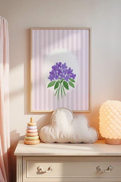 Posteria Tekli Leylak Tonlarda Kız Çocuk Odası Dekoru, Çocuk Odası Dekoru, Mo...