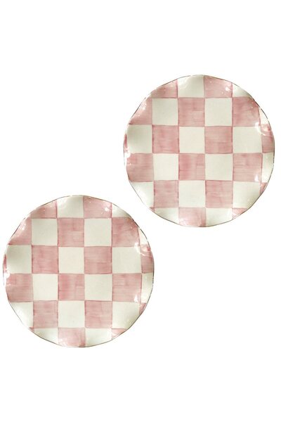 ARTER Home Damalı Pembe 2'li Pasta Tabağı