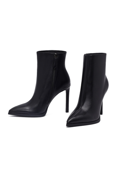 Derimod Kadın Siyah Fermuarlı Yüksek İnce Topuklu Deri Bot 25WFD491318