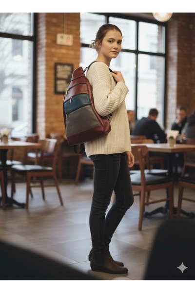 NahitaTyana Women's Genuine Leather Backpack Monkey Model