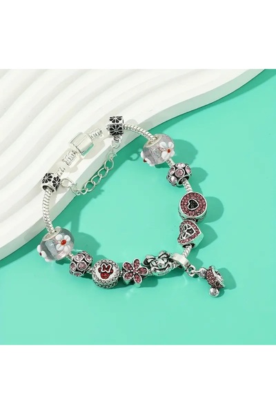 takantakana Yeni Tarz , Disney Pembe Minnie Mouse Kalp Aşk , Sevgi Charmlı Bi...