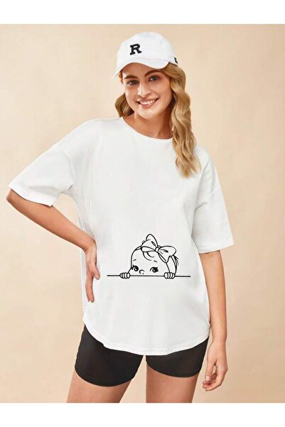 IV QUATTUOR Hamile Bebek Kadın %100 Organik Pamuklu Kalın Dokulu Oversize Fit...