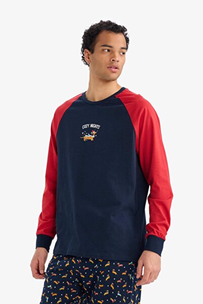 DeFacto Pijama Takımı Regular Fit Baskılı Uzun Kollu Üst Uzun Alt G2905AX25WN