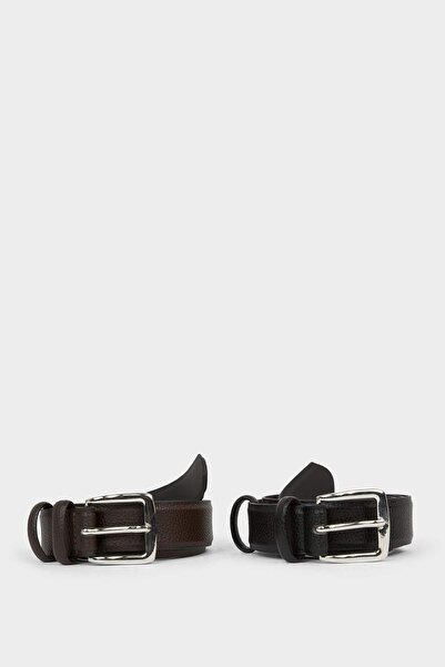 DeFacto Men's Rectangular Buckle Faux Leather 2-Piece Classic Belt G4441Axns