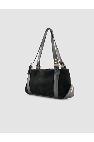 Cabani Black Suede Women's Bag with Belt Strap
