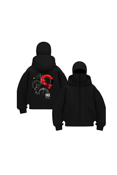 LAND MODA Snow Masked Ninja Unisex Sweatshirt Cardigan 2Strands Thick Fleece