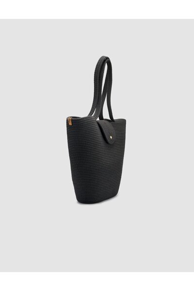 Cabani Rope Fabric Black Women's Beach Bag