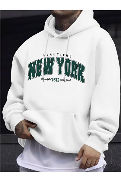 Massgai Унисекс красива суитшърт с качулка и принт на Ню Йорк