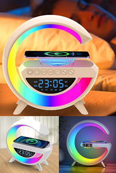 Yu Su Tools RGB LED 256 Renkli Kablosuz Şarj Eden Dijital Saat Bluetooth Hopa...