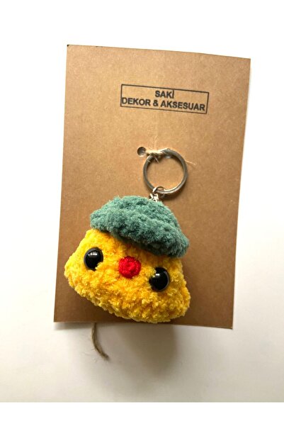 SAKİ DEKOR Fluffy Chick Keychain/Charm with Cute Hat