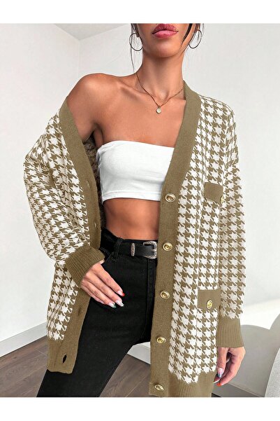 Cherry Butik Model cu picioare de gâscă, detaliu buzunar, tricotaj elegant, m...