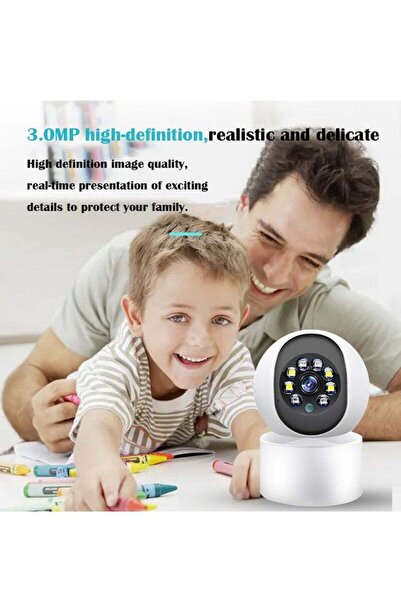 COOYA كاميرا مراقبة لاسلكية واي فاي، كاميرا مراقبة بانورامية 360 درجة، دقة عالية كاملة 3 ميجا بكسل، ذاكرة 64 جيجابايت، كاميرا منزلية