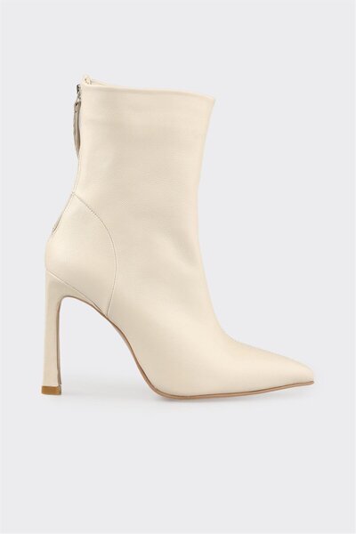 Elle Shoes Bej Deri Kadın Klasik Bot