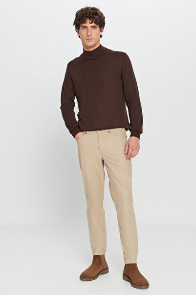 ALTINYILDIZ CLASSICS Men's Beige 360 All-Direction Stretch Slim Fit Slim Fit Cotton 5 Pocket Casual Pants