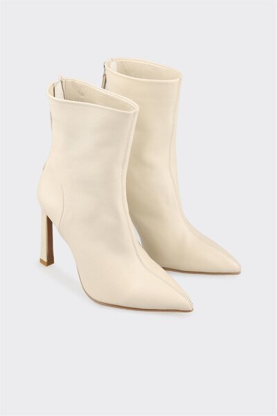 Elle Shoes Bej Deri Kadın Klasik Bot