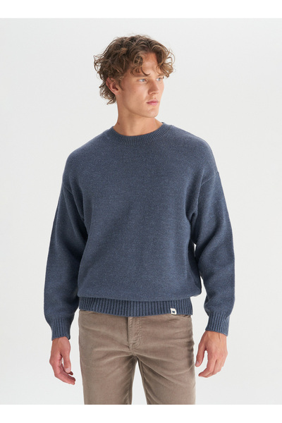 WRANGLER Bisiklet Yaka Relaxed Lacivert Erkek Kazak W2520156410 Lacivert Kazak