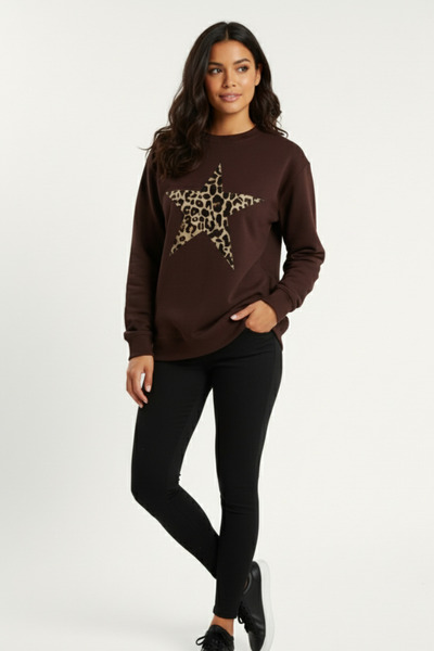 KOZİA OUTDOORS Hanorac supradimensionat pentru femei, cu imprimeu leopard și ...