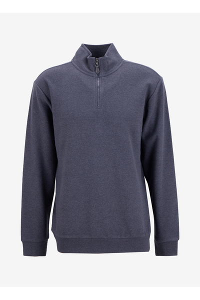 LİMON COMPANY Limon Bato Yaka Düz Örgü Desenli Gri Erkek Sweatshırt MML5WM-SW...