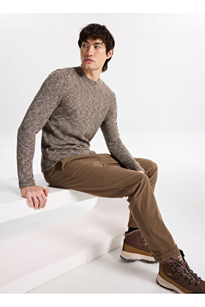 Discovery Expedition D5WM-SWT3823 Kahve Bisiklet Yaka Relaxed Düz Erkek Kazak