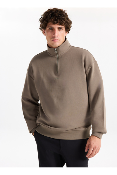 HUGO Dik Yaka Gri Erkek Sweatshırt 50525881_Durty244