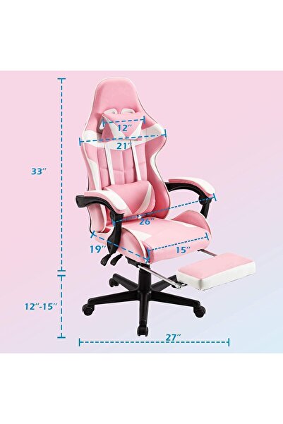 Gogoya كرسي ألعاب مع مسند للقدمين ودعم قطني للتدليك، مريح، قابل لتعديل الارتف...