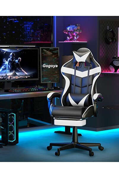 Gogoya Ergonomic Gaming Chair with Massage Lumbar Support & Footrest - Adjustable Swivel Computer Ch