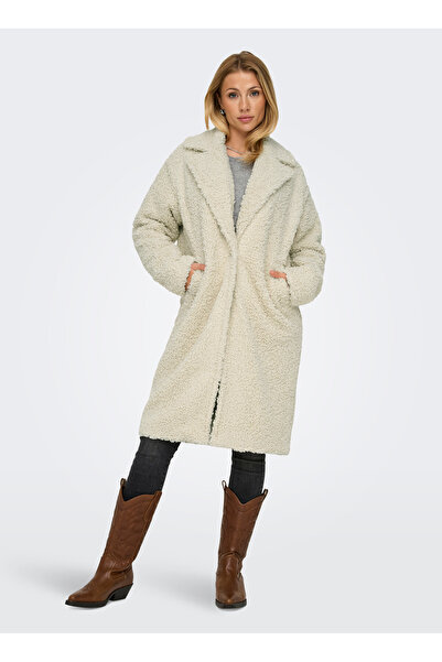 ONLY Κρεμ Γυναικείο Παλτό ONLCATALINA SHAGGY COAT CS OTW