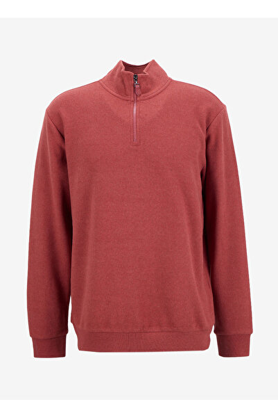 LİMON COMPANY Limon Bato Yaka Düz Örgü Desenli Kiremit Erkek Sweatshırt MML5W...