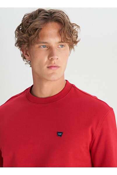 WRANGLER Crew Neck Red Men's Sweatshirt W2520255A47 Red Sweatshirt
