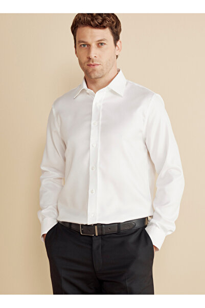 BROOKS BROTHERS Slim Fit Klasik Yaka Beyaz Erkek Gömlek BBFW25MSH023
