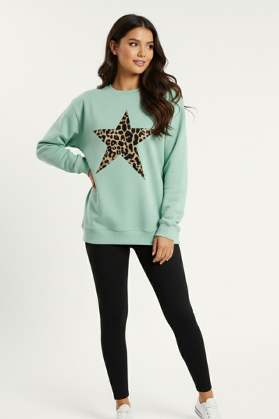 KOZİA OUTDOORS Ženska majica sa Sa leopard dezenom zvezdica Štampano okrugla ...