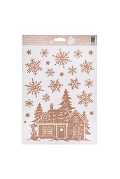 SHOPIENS Autocolante decorative de Crăciun - Biserică și fulgi de zăpadă, scl...