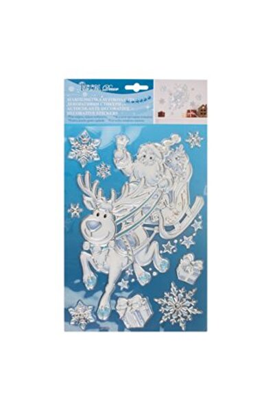 SHOPIENS Autocolante decorative de Crăciun - Fulgi de zăpadă, Moș Crăciun cu ...