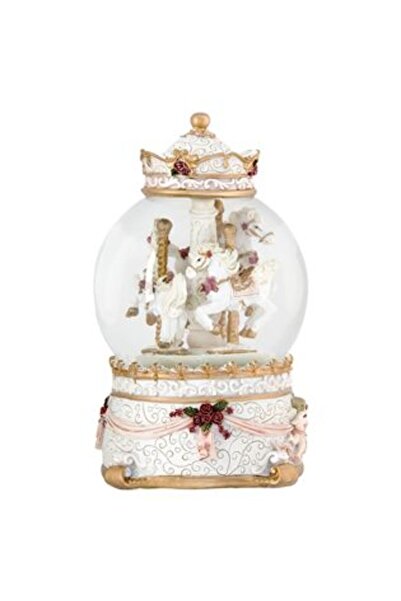 SHOPIENS Glob de zăpadă decorativ muzical carusel de Crăciun 17 cm