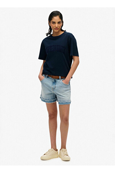 SUPERDRY İşlemeli Lacivert Kadın T-Shirt W1011702A