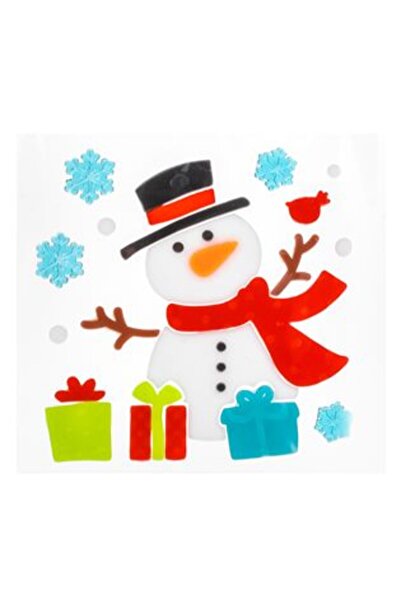 SHOPIENS Autocolante pentru fereastră cu gel, om de zăpadă, cadouri (cristal)