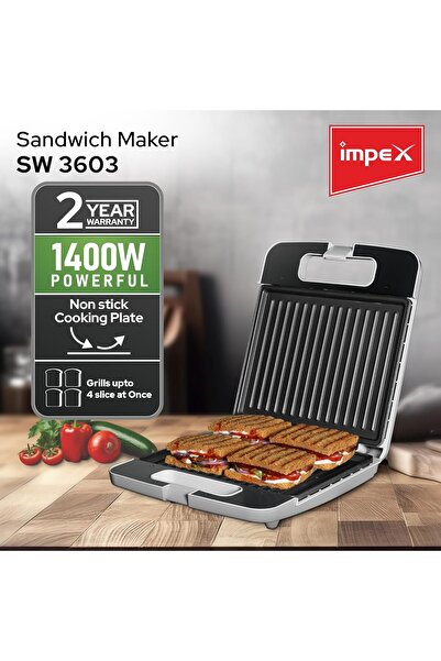 İMPEX - Non-Stick Sandwich Maker - SW 3603 (White)