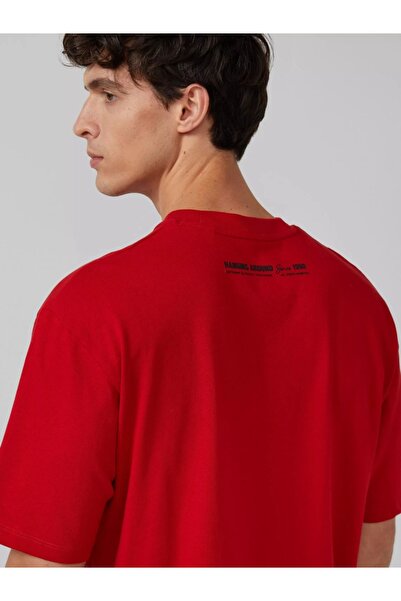 s.Oliver Men's T-shirt with Peanuts® graphic, relaxed fit and scoop neck, Red