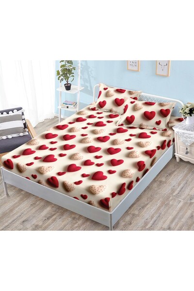 Casa de Vis Fitted sheet with elastic + 2 pillowcases, 180/200, Online, HJ-56