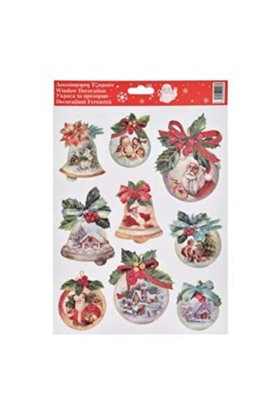 SHOPIENS Autocolante decorative de Crăciun - Clopoței și globuri vintage cu s...