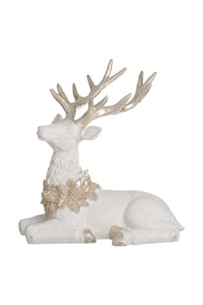 SHOPIENS 3D Коледна Декорация с Еленчета, Бяло Злато, 22 x 10 x 23 см