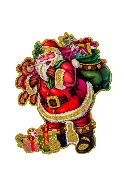 SHOPIENS Χριστουγεννιάτικο διακοσμητικό αυτοκόλλητο - Άγιος Βασίλης με αρκουδ...