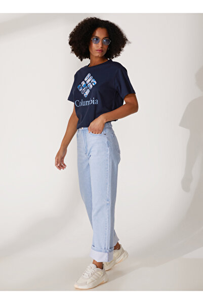 Columbia Koyu Lacivert Kadın O Yaka Baskılı T-Shirt 9220181466_CS0322