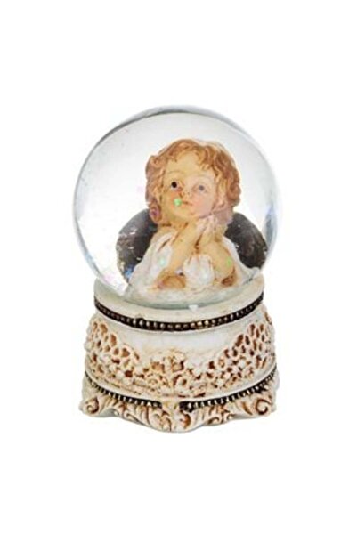 SHOPIENS Glob de zăpadă decorativ de Crăciun, îngeraș, cu bază albă, 6 cm